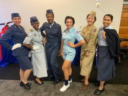 Foundation volunteers in uniform during the Women in the Air Force Association luncheon.